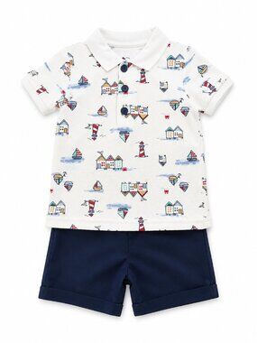 NWT Baby Essentials 2-Piece Toddler Boy Nautical Short Set Size 12 Months Beach